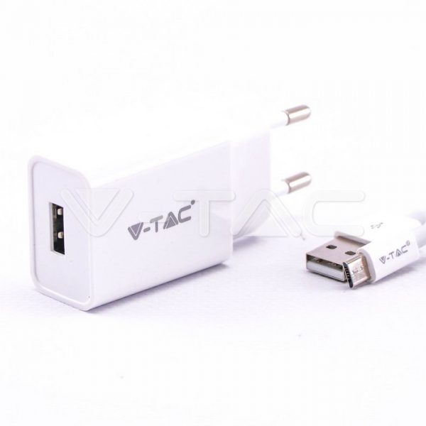 Garnitura za punjenje Adapter za mikro USB bijeli V-TAC