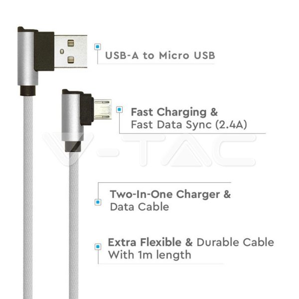 USB KABAL ZA MOBILNE TELEFONE - 1m - SIVI - MICRO USB