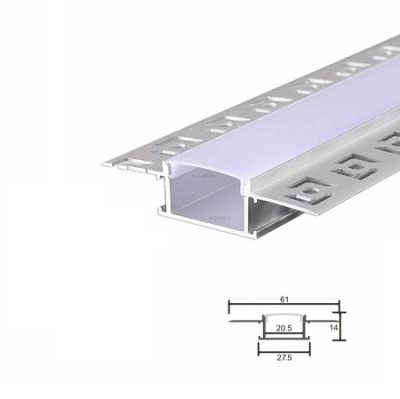AL profil Ugradni za Regips za LED Traku sa difuzorom 3m Sivi