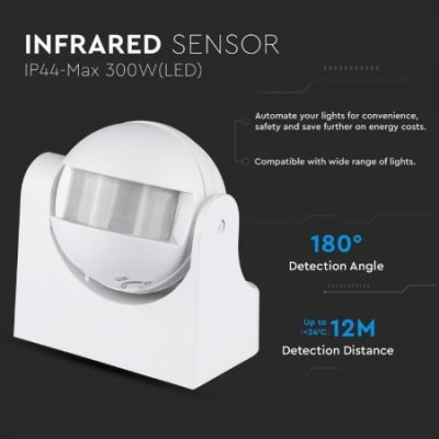 Senzor Pokreta 180Stepeni 300Wmax IP44 V-tac