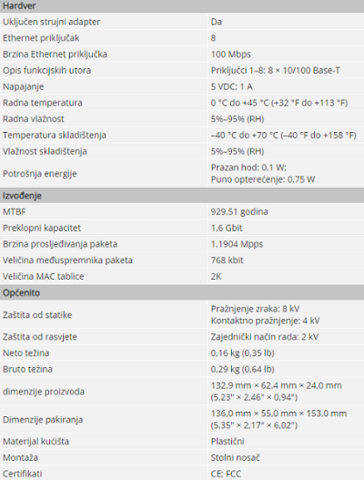 Dahua 8-portni switch