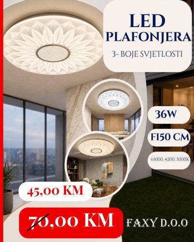 LED PLAFONJERA 3-BOJE SVJETLOSTI 36W